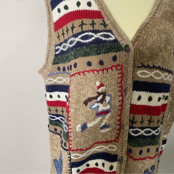 Vintage Nutcracker Knit Christmas Sweater Vest Winter Scene Women's Size 2X - Picture 13 of 15